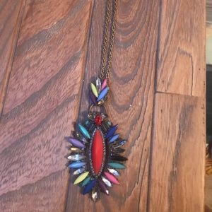 Long colorful medallion necklace